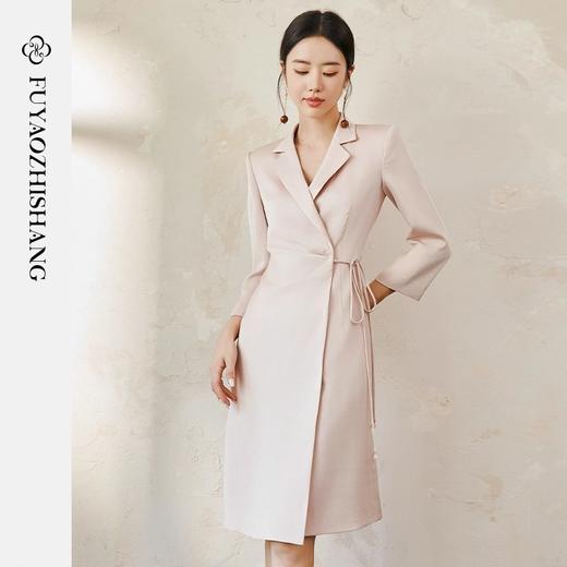 IWY/扶摇系列 国风连衣裙女高级感褶皱修身显瘦西装领裙子新中式女装 FYQ513 商品图0