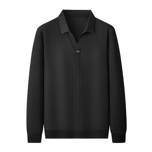 【新款DDP】大依优型大码V领长袖卫衣翻领男装加肥加大体恤大号上衣胖子弹力休闲商务 商品图5