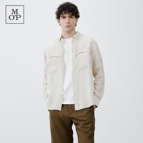 Marc O'Polo/MOP 夏季新款翻领亚麻廓形双口袋透气长袖衬衫男