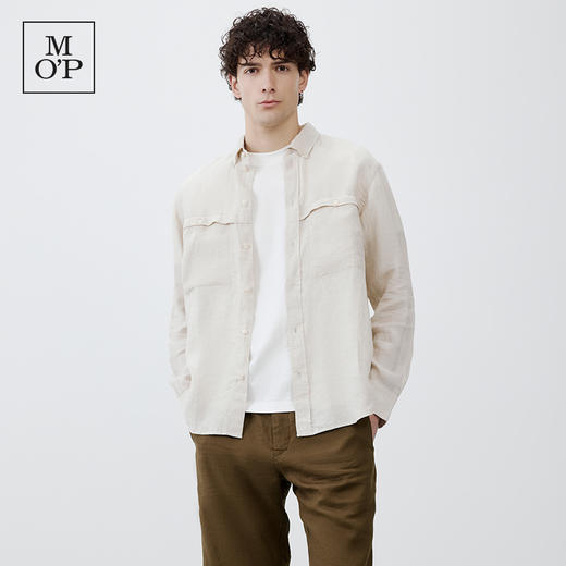 Marc O'Polo/MOP 夏季新款翻领亚麻廓形双口袋透气长袖衬衫男 商品图0