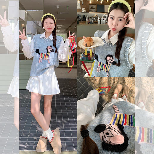 <曾小咸推荐>百搭彩色小马图案毛织马甲背心 商品图4