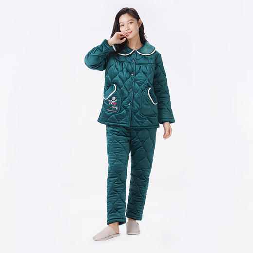 都市丽人睡衣夹棉系列长袖家居服贝贝绒夹棉加厚女士夹棉套装LHT1P4 商品图1