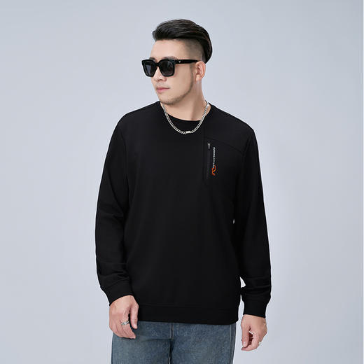 【新款DMH】大依优型大码男装圆领卫衣简约宽松上衣男士胖子打底衫300斤 商品图3