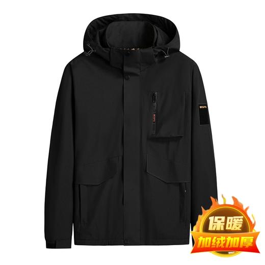 【可拆卸帽】【加绒】【新款DSS】大依优型大码男装连帽夹克加肥加大休闲夹克胖子宽松防风外套上衣 商品图5
