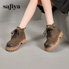 Safiya/索菲娅2024冬英伦风复古擦色牛皮粗跟厚底户外工装马丁靴 SF44116263 商品缩略图4