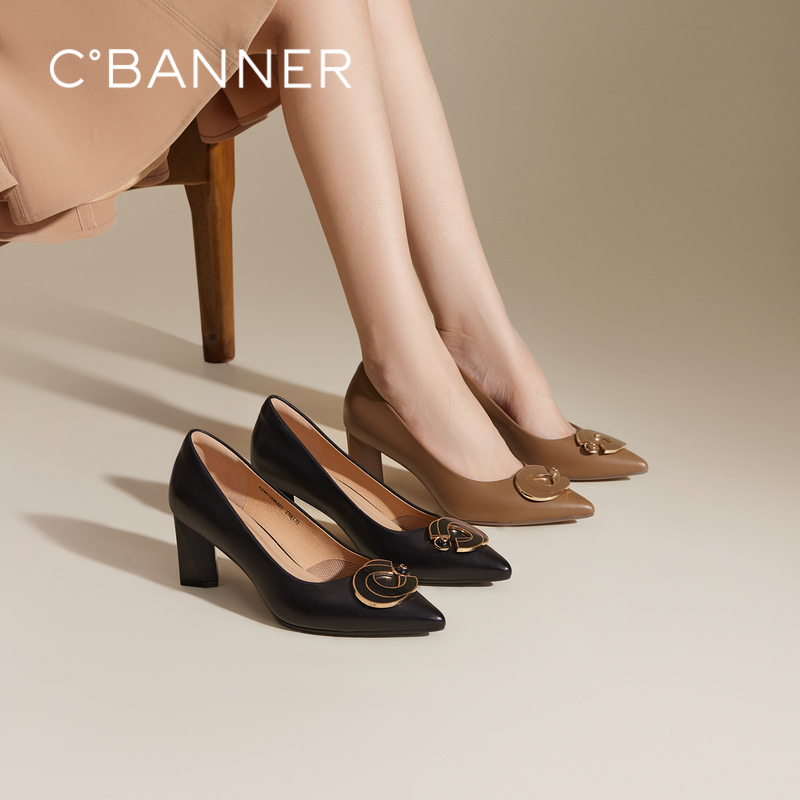 【静音系列】千百度粗高跟鞋双C拥抱秋季浅口法式单鞋女A24471648