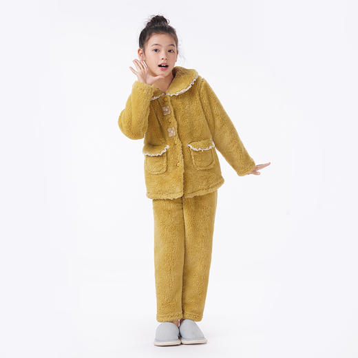 都市丽人眯雅佳睡衣亲情蜜语长袖长毛绒厚女童法兰绒长袖长裤JHT9B3 商品图1