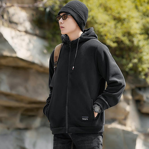 【Q】【加绒羊羔绒】【新款DX】大依优型大码男装连帽加绒外套加肥加大休闲夹克胖子宽松外套上衣 商品图9