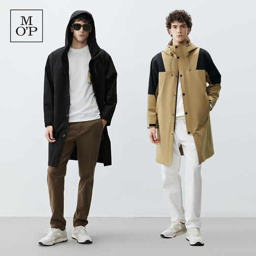Marc O'Polo/MOP 秋季新款可折叠下摆拼接连帽宽松风衣外套男 商品图1