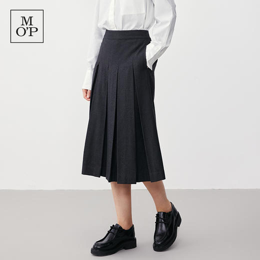 Marc O'Polo/MOP冬季新款绵羊毛静奢风黑色半裙百褶半身裙女 商品图1