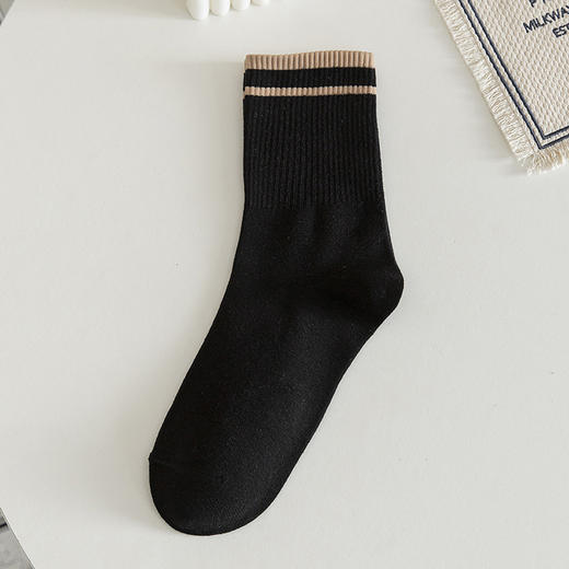 【棉条纹男中筒袜长袜】袜子男中筒袜长袜棉条纹秋冬男士吸汗休闲运动袜纯色 商品图4