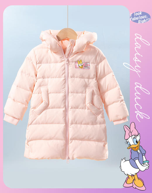 迪士尼【保暖中长款】冬季女童甜美保暖羽绒外套婴幼儿外出服厚224DS0791 商品图1