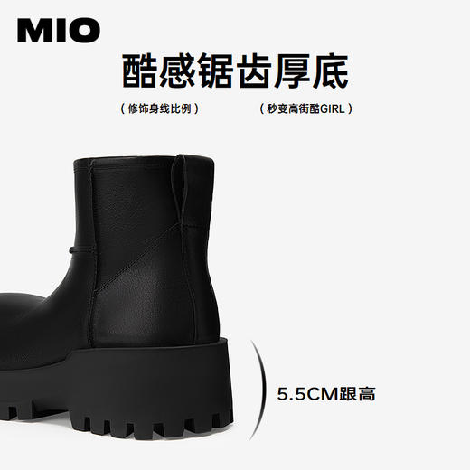 MIO米奥冬季圆头厚底切尔西靴短靴时尚百搭靴子女M245656106 商品图4