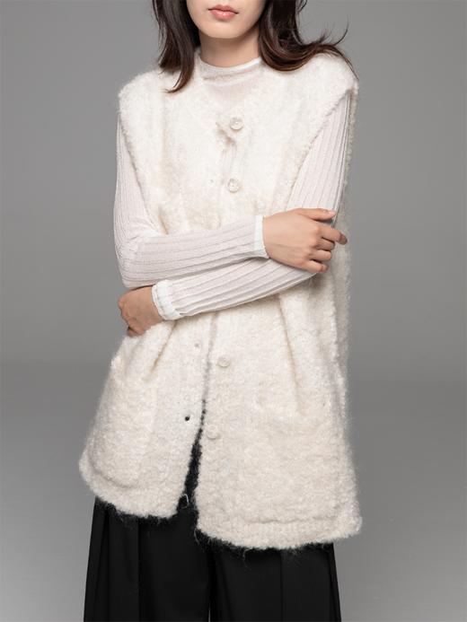 LIYIHAN 24秋马海毛圈绒羊毛衫针织背心马甲圆领保暖宽松慵懒风 商品图2