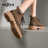 Safiya/索菲娅2024冬英伦风复古擦色牛皮粗跟厚底户外工装马丁靴 SF44116263 商品缩略图2