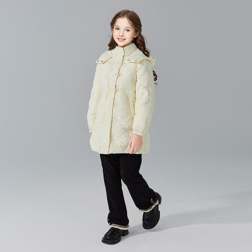 笛莎Deesha女童羽绒服2024冬季新款绣花国风中长款羽绒服 商品图3