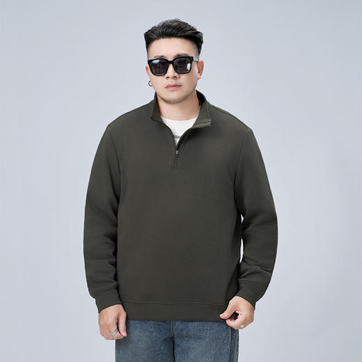 【新款DMH】大依优型大码男装立领拉链卫衣简约宽松上衣男士胖子打底衫300斤 商品图1