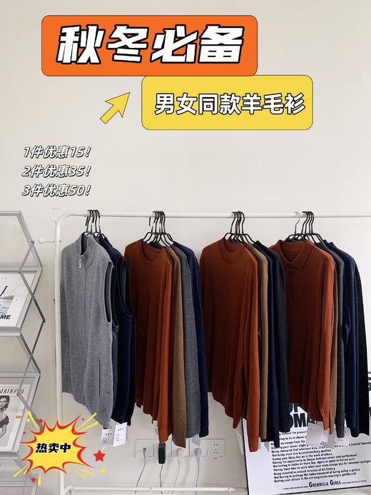 【现货】30%羊毛【马甲】整件双色集圈织法，织面紧实，耐磨抗起球性能极佳，内外两色，正肩版基础版型设计，简约舒适，休闲圆领，时尚又百搭。领口、袖口、下摆采用双层罗文提升紧实度与包裹感，品质佳JX32 商品图1