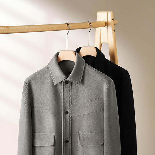 【山海绒】【新款DPF】大依优型大码男装翻领夹克山海绒肌理感加肥加大休闲夹克胖子宽松外套上衣 商品图4