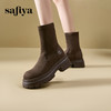 Safiya/索菲娅2024冬英伦风圆头百搭粗跟厚底增高弹力绒面瘦瘦靴 SF44116254 商品缩略图7