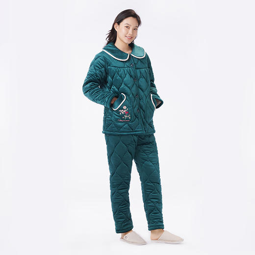都市丽人睡衣夹棉系列长袖家居服贝贝绒夹棉加厚女士夹棉套装LHT1P4 商品图2