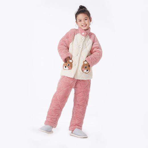 都市丽人眯雅佳睡衣夹棉系列长袖长毛绒夹棉加厚童装中夹棉套装JHT1B8 商品图5