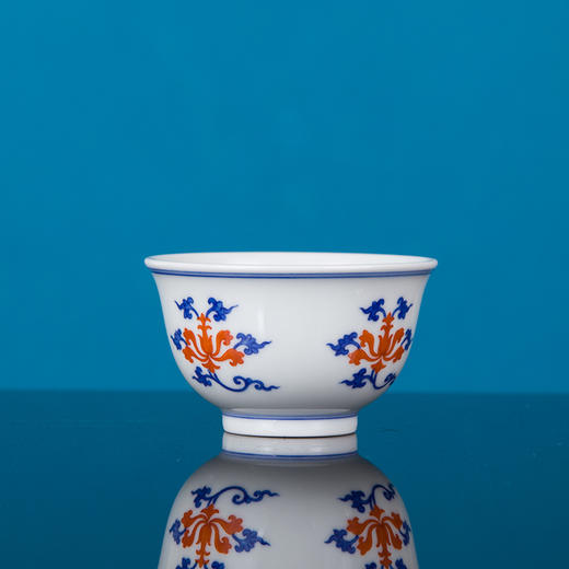 青花矾红宝相花撇口杯 商品图2