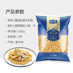 欧萨 意大利进口 螺旋形意大利面 500g