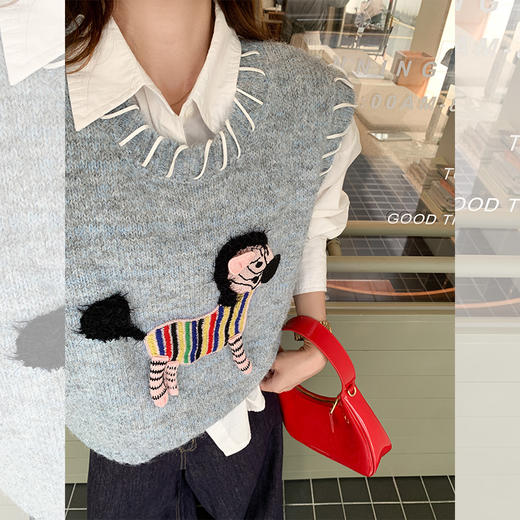 <曾小咸推荐>百搭彩色小马图案毛织马甲背心 商品图1