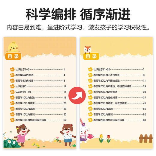 爱德少儿 幼升小看图学数学 4册专项训练幼小衔接教材全套一日一练习册10/20以内加减法认识时间加减法数学题 商品图2