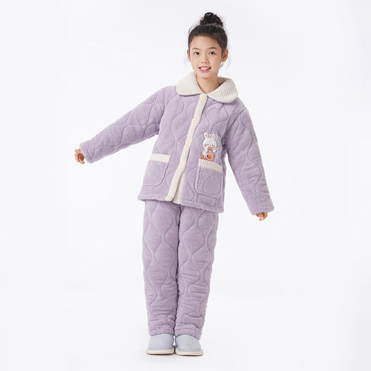 都市丽人眯雅佳睡衣夹棉系列长袖长毛绒夹棉加厚童装中夹棉套装JHT1B6 商品图2