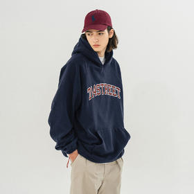 714street美式加绒卫衣男女春秋日系帽衫情侣装连帽摇粒绒外套