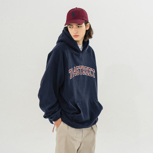 714street美式加绒卫衣男女春秋日系帽衫情侣装连帽摇粒绒外套 商品图0