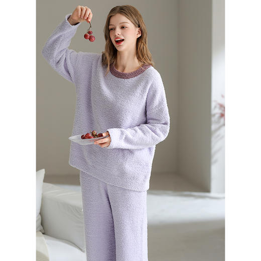 芬腾半边绒情侣睡衣秋冬季加厚女士套装珊瑚绒男款加绒保暖家居服 商品图3