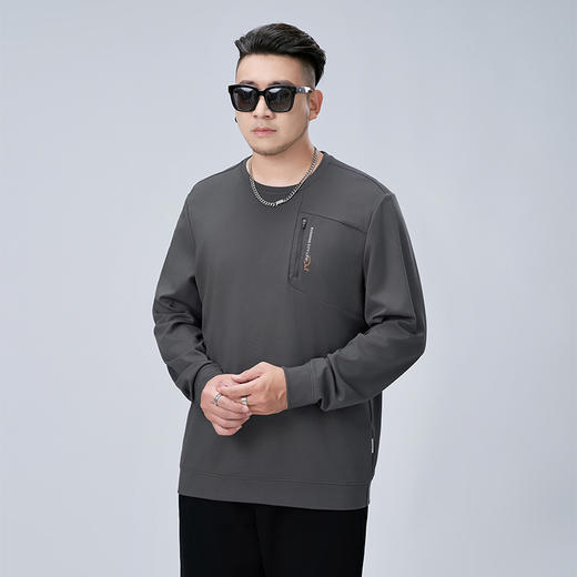 【新款DMH】大依优型大码男装圆领卫衣简约宽松上衣男士胖子打底衫300斤 商品图1