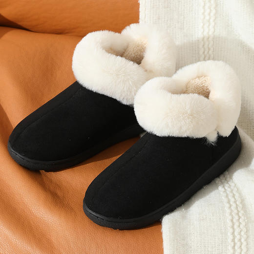 【棉拖鞋男包跟】秋冬季保暖厚底 外穿加绒PU防水百搭棉鞋女  商品图9