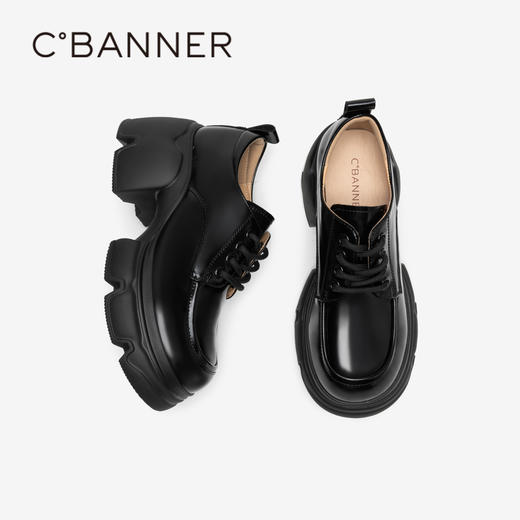 千百度厚底增高JK牛津鞋女款春季百搭真皮乐福鞋轻便小皮鞋A24480015 商品图2