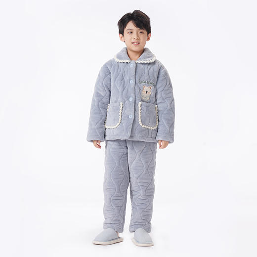 都市丽人眯雅佳睡衣夹棉系列长袖法兰绒夹棉加厚童装中夹棉套装JHT1B9 商品图5