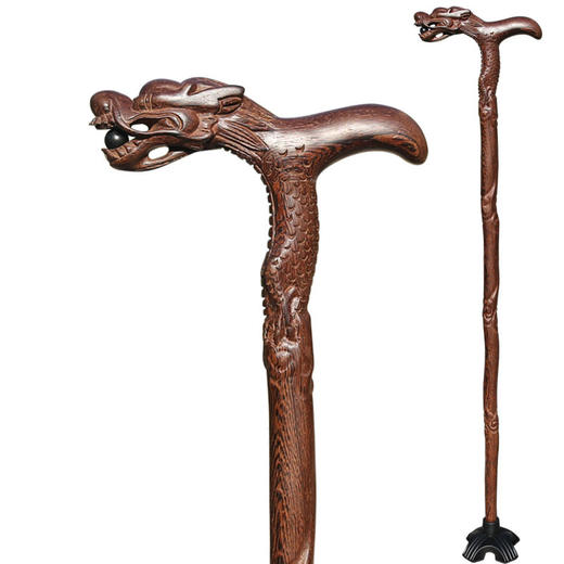鸡翅木拐棍龙头老人拐杖防滑拐棍实木高端红木老年人送父母礼品 中老年健康养生 商品图7