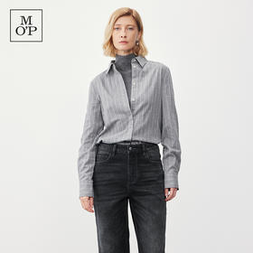 Marc O'Polo/MOP【商场同款】冬新款轻奢时尚条纹磨毛长袖衬衫女