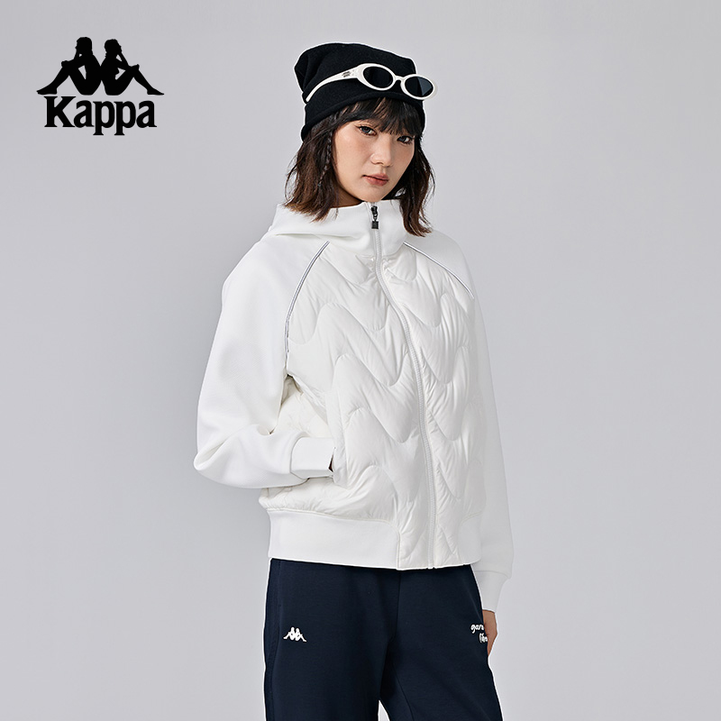 Kappa卡帕背靠背运动轻薄羽绒服外套女2024新款冬季连帽防寒服潮