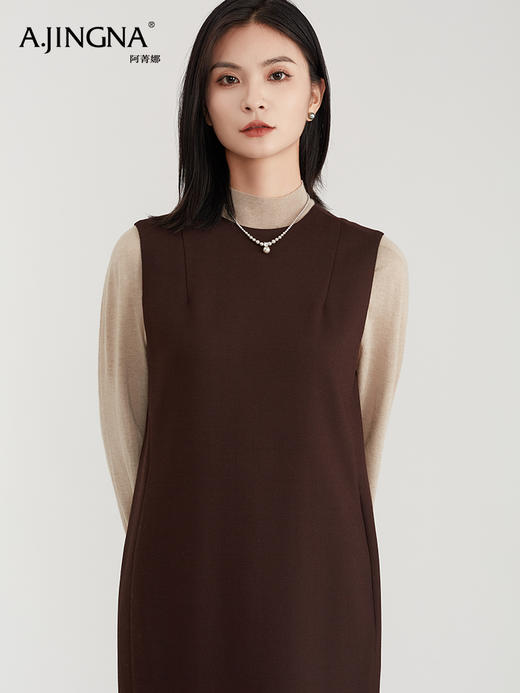 【积分兑换】阿菁娜高级感极简圆领无袖羊毛连衣裙F29D212001 商品图4