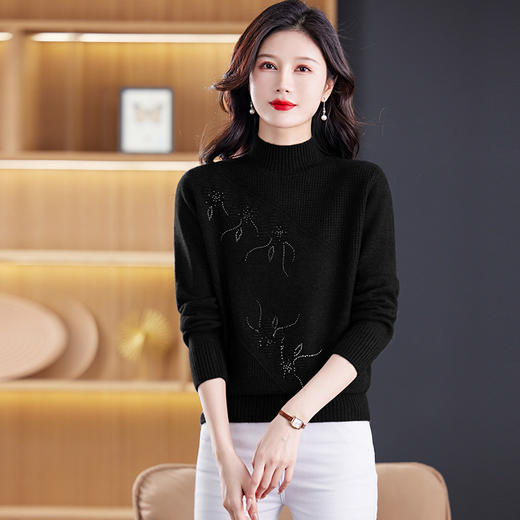 CC-108-1260加厚秋冬新款女士半高领韩版针织打底衫套头纯色百搭短款保暖毛衣 商品图2