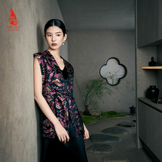 SAINTJOY/上久楷女式宋锦马甲  凤凰于飞 CY1044207021 商品图1