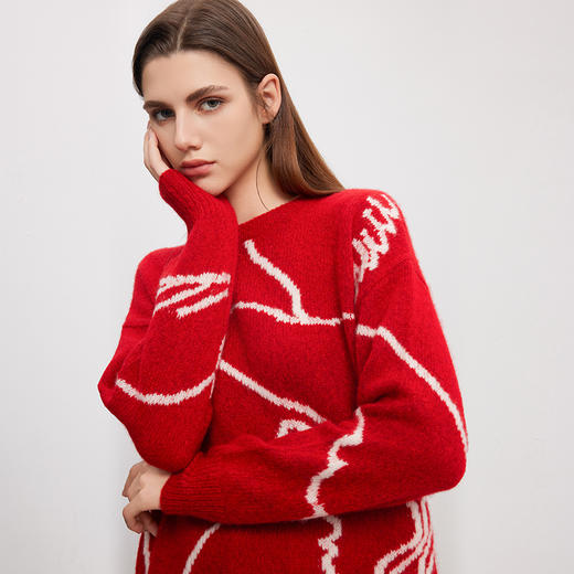 【羊绒+桑蚕丝针织衫】羊绒世家秋冬新品女士宽松直筒针织衫慵懒风保暖毛衣 商品图0