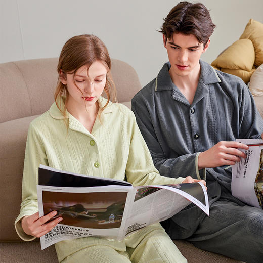 芬腾情侣睡衣海岛绒秋冬加厚保暖长袖女士套装珊瑚绒加绒家居服男 商品图0