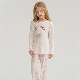 【春上新】8楼爱慕儿童Aimer Kids女孩奶皮甜梦猫咪长睡裤