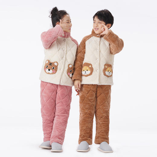 都市丽人眯雅佳睡衣夹棉系列长袖长毛绒夹棉加厚童装中夹棉套装JHT1B8 商品图1