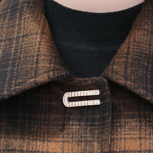 QYMLRX-L4C71X-Y 时尚格子中长款外套毛呢2024年秋冬季新款大码羊毛大衣 商品图3