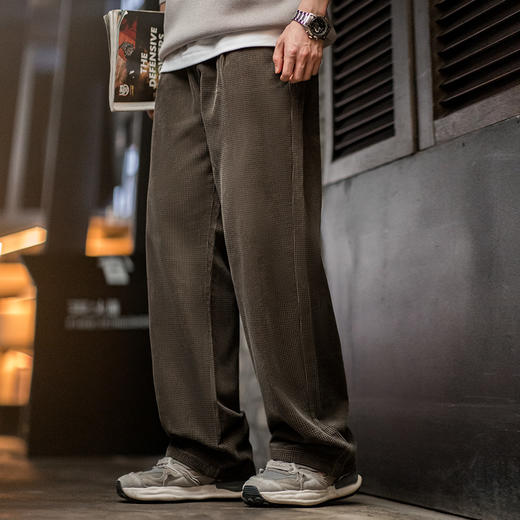 工装优选美式复古玉米粒灯芯绒休闲裤肌理感宽松纯棉直筒裤子男秋 商品图4